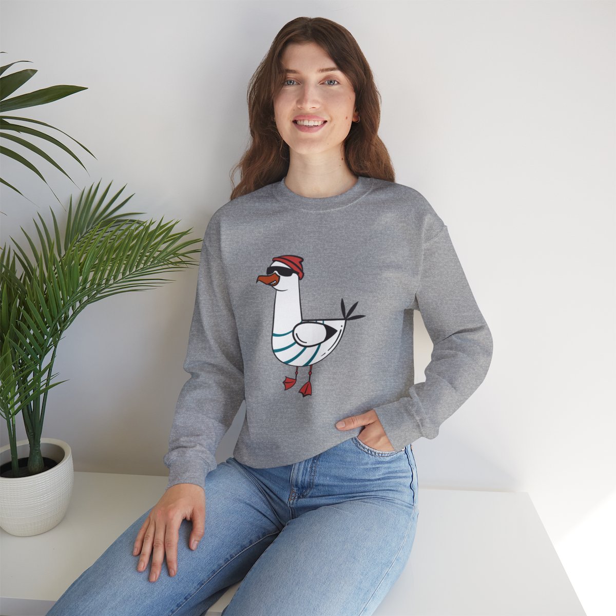 Nordsee Flair mit der coolen Möwe – Rundhals Sweatshirt für Mann, Frau und Kind